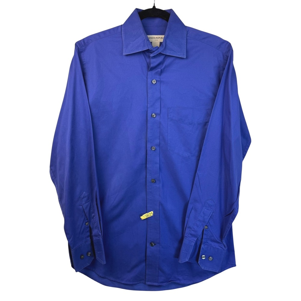 Banana Republic Mens Dress Shirt Small Long Sleeve Button Up Blue Cotton